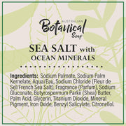 Ingredients and product details for Australian Botanical Sea Salt soap bar pack.