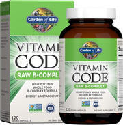  Bottle & box of Garden of Life Raw B Complex vitamin, 120 vegan capsules.