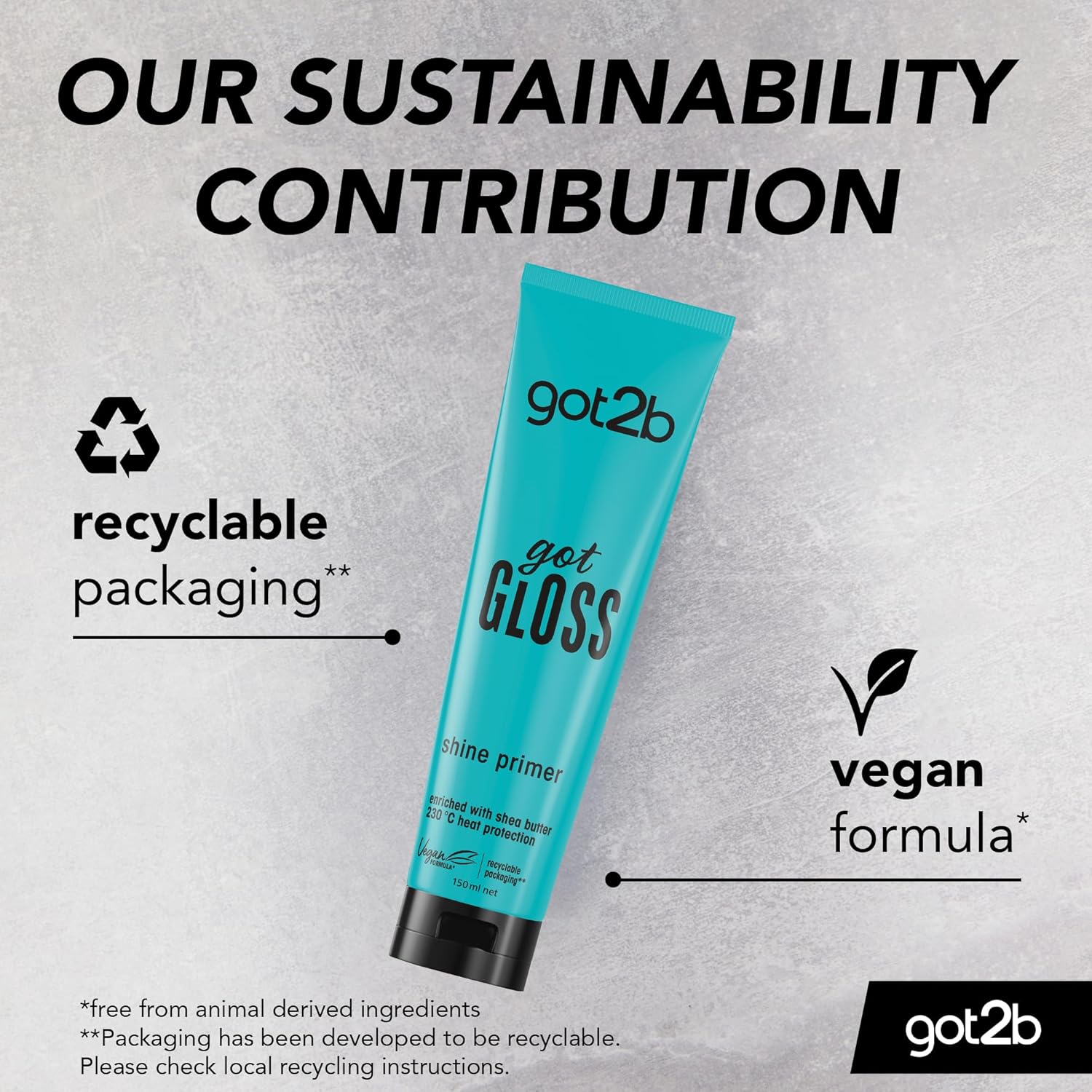 got2b gotGloss Glass Hair Shine Primer bottle packaging hair shine primer 150ml ingredients information