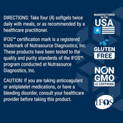 Supplement dosage label for Life Extension Super Omega-3 complex showing EPA, DHA, and extract amounts.