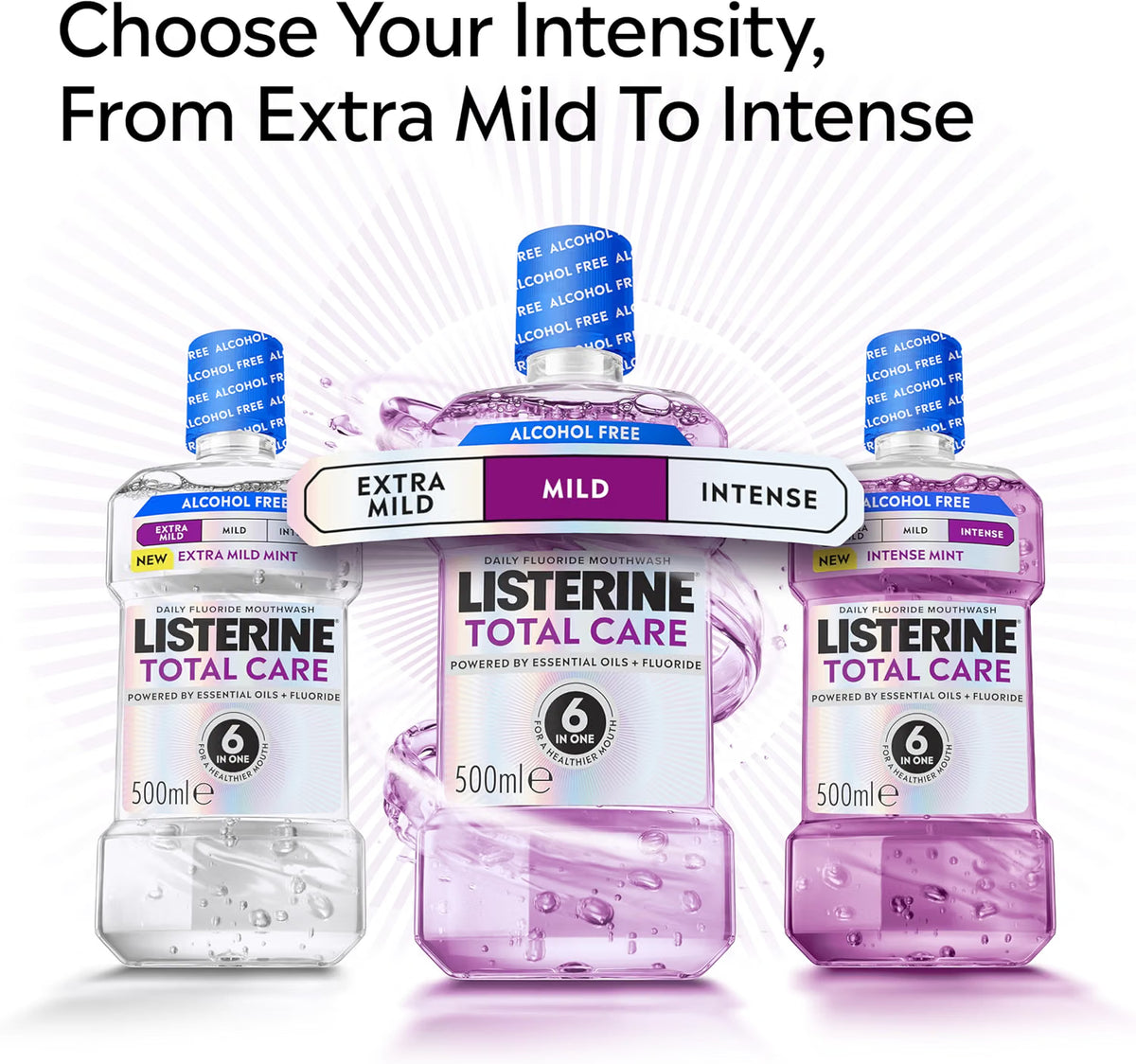 Listerine Total Care Extra Mild Mint Alcohol Free Mouthwash oral rinse bottle 500ml oral care use