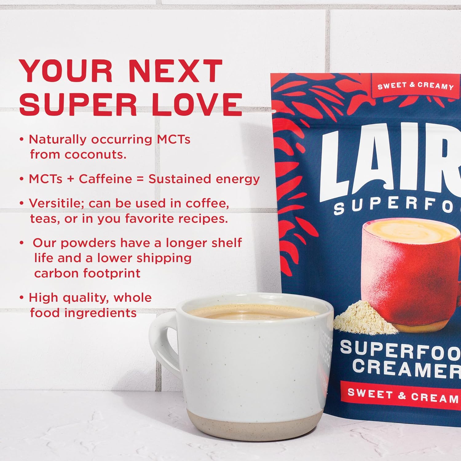 Laird Superfood Non-Dairy Coffee Creamer, Sweet & Creamy – 227g