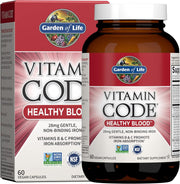  Garden of Life Vitamin Code Raw Iron Supplement bottle & box, 60 capsules.