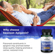 Swanson Apigenin 90 Capsules | 50 mg Bioflavonoid | Calming & Relaxation Support