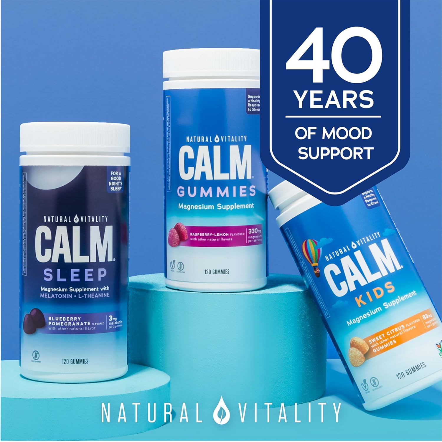 Natural Vitality CALM Kids Magnesium Supplement – 83 mg Sweet Citrus Flavoured Gummies 60 Count