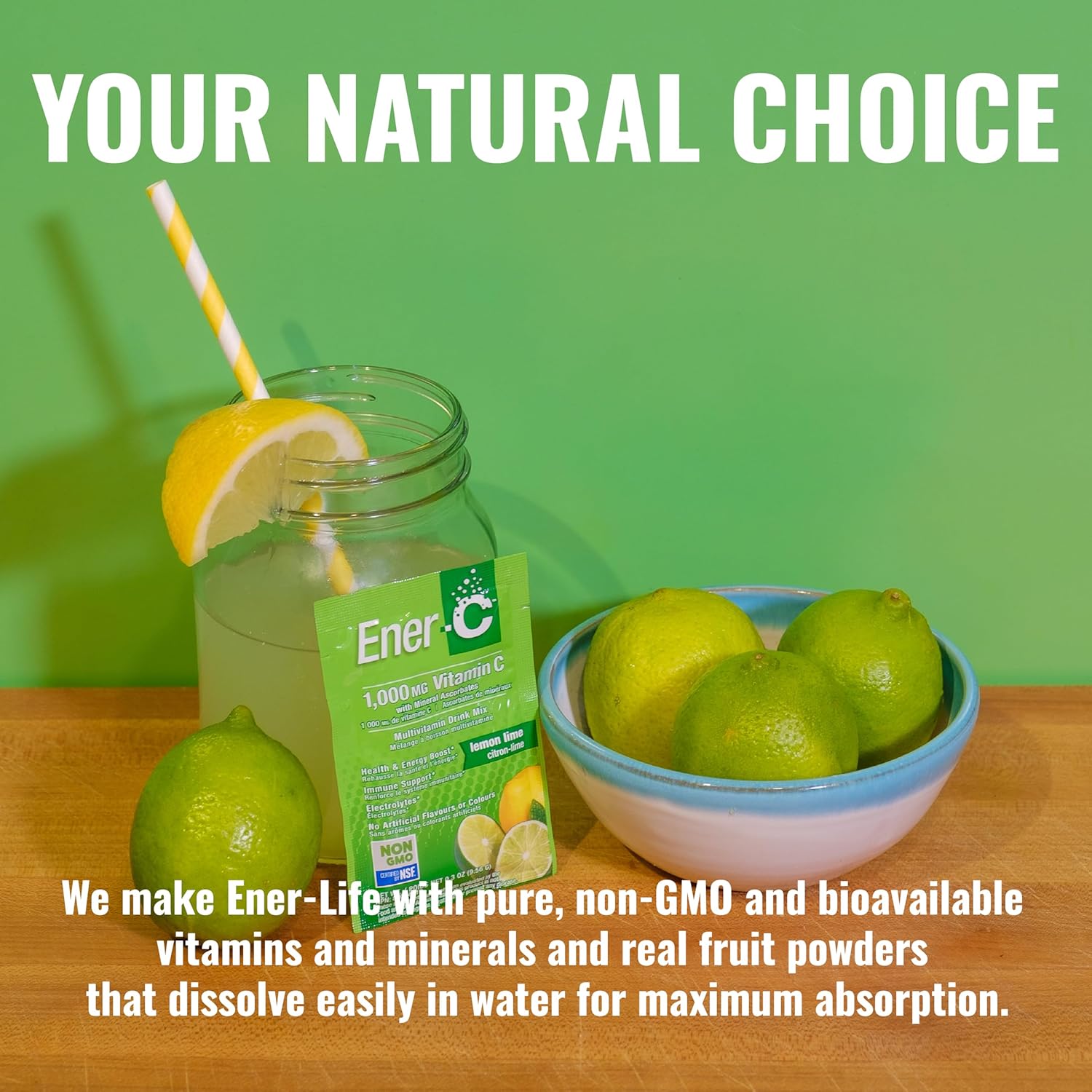 Ener-C Lemon Lime supplement facts and ingredients label 30 sachets