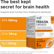 Box of Equazen capsules with nutritional information on a white background