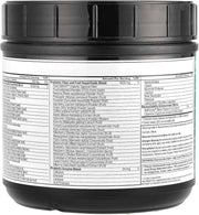 Supplement container with a detailed label on a white background