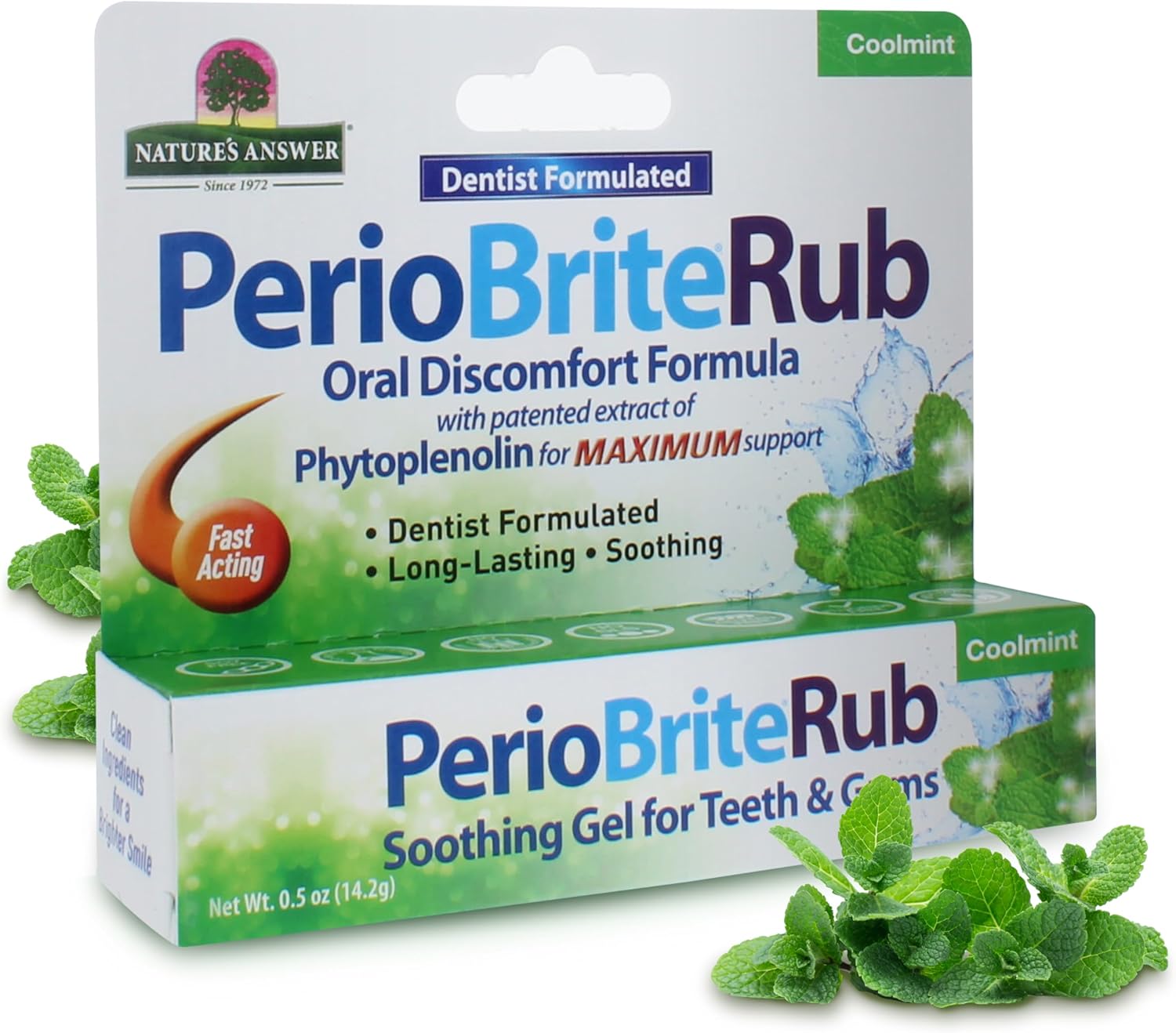 Nature’s Answer PerioRub topical gel for teeth and gums 14.2g box front view