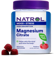 Natrol Magnesium Citrate raspberry gummies supplement bottle 60 gummies