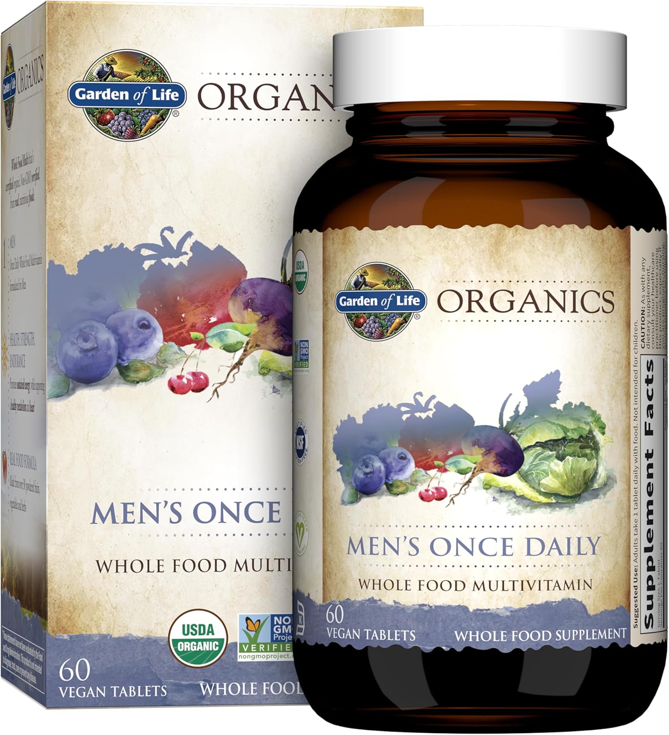 Garden of Life Organics Once Daily Men's Multivitamin bottle & box  60 tablets