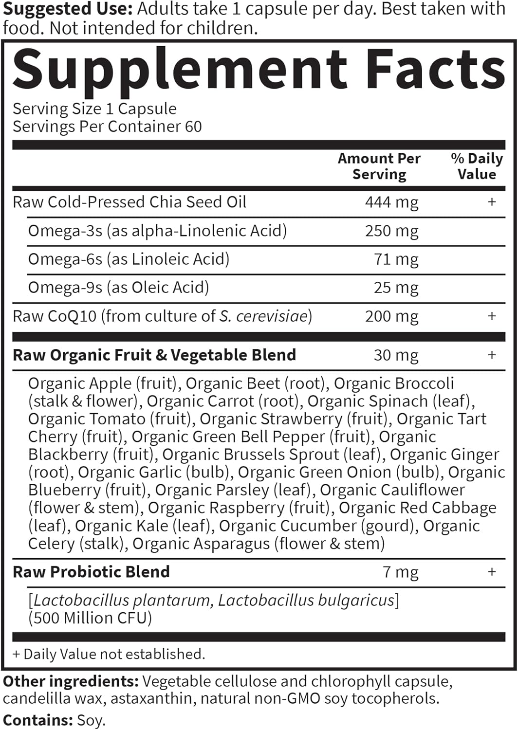 Back view showing supplement facts panel and ingredients list.