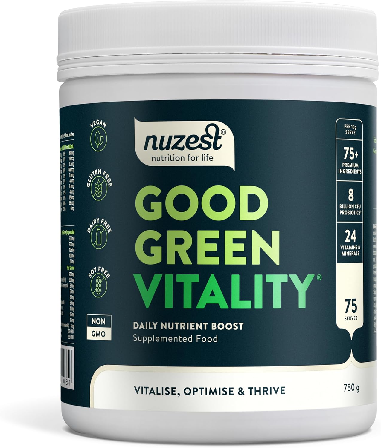 Nuzest Good Green Vitality Greens Powder Tub - Superfood Drink 750g