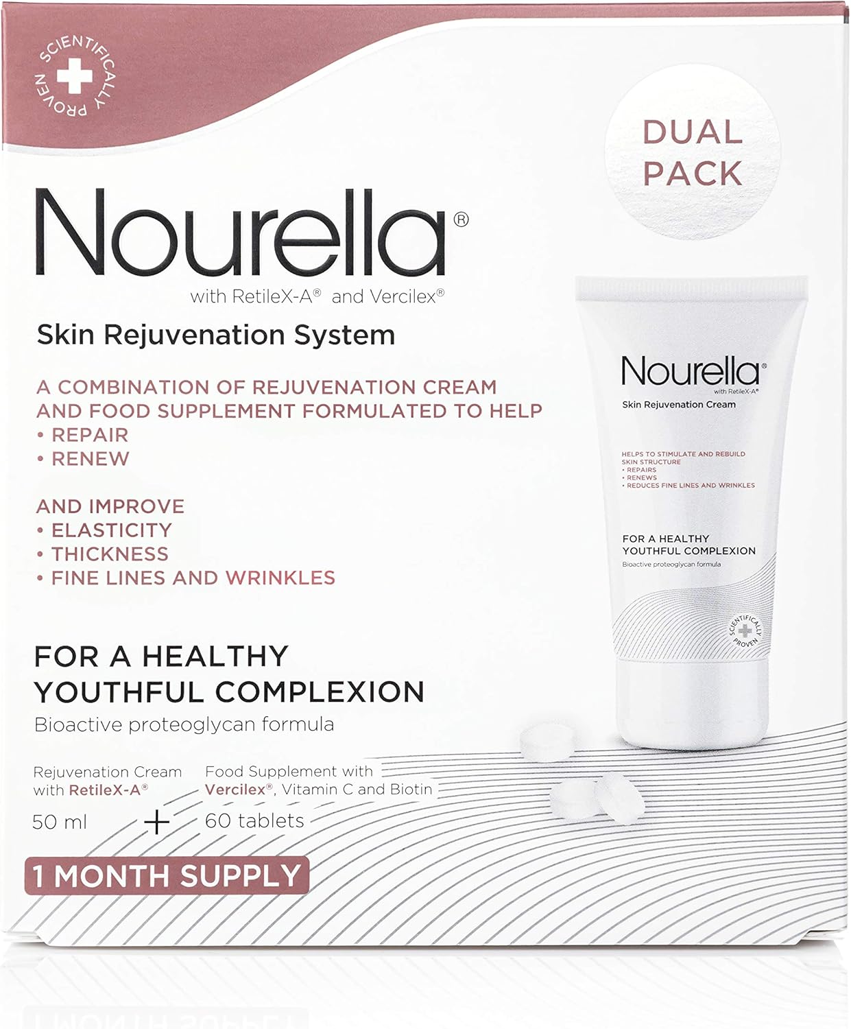 Nourella Skin Support System - 60 Tablets & 50ml Cream - Dual Pack