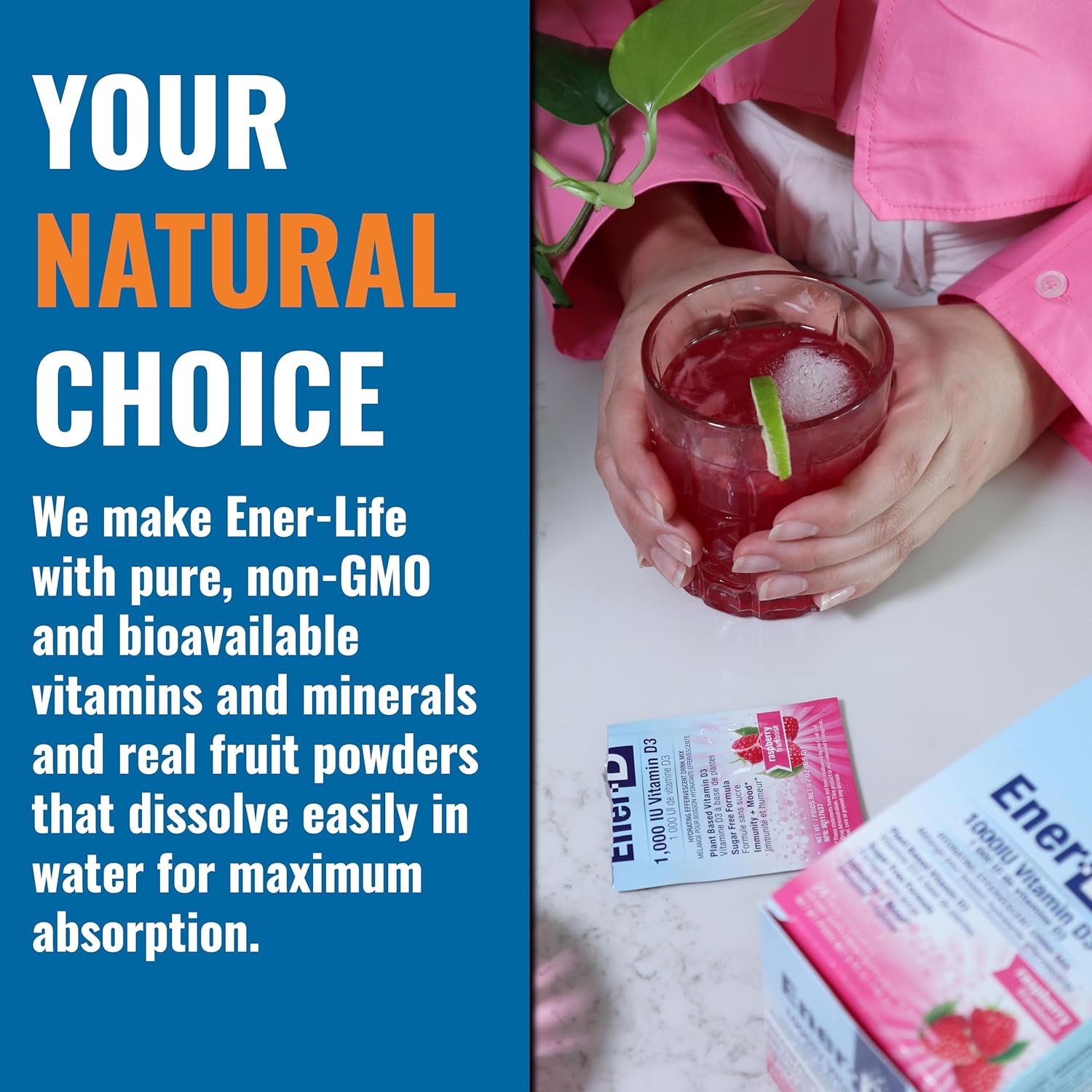 Ener-D Sugar Free Raspberry Vitamin D Powder Mix – 24 Sachets