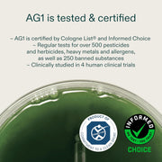 AG1 Greens Powder Travel Kit mixing instructions with stick packs and Vitamin D3 K2