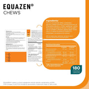 Package of Equazen Chews with ingredients, nutritional information, and supplement details.