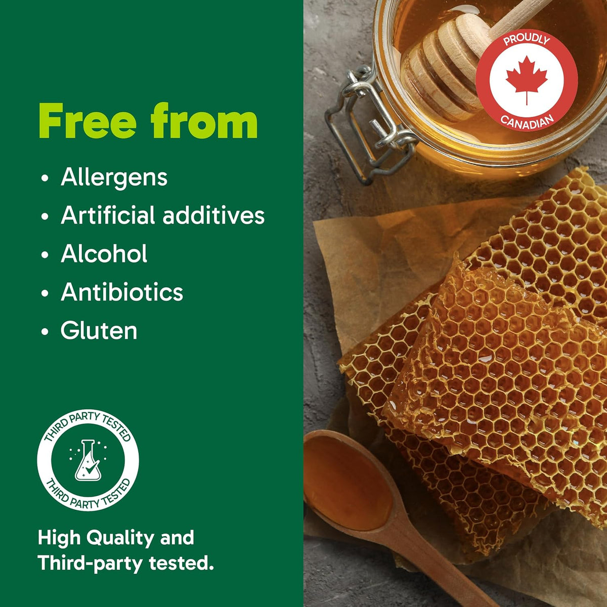 Organika Canadian Bee Propolis Alcohol-Free Throat Spray 2 x 30ml bottles showing product information