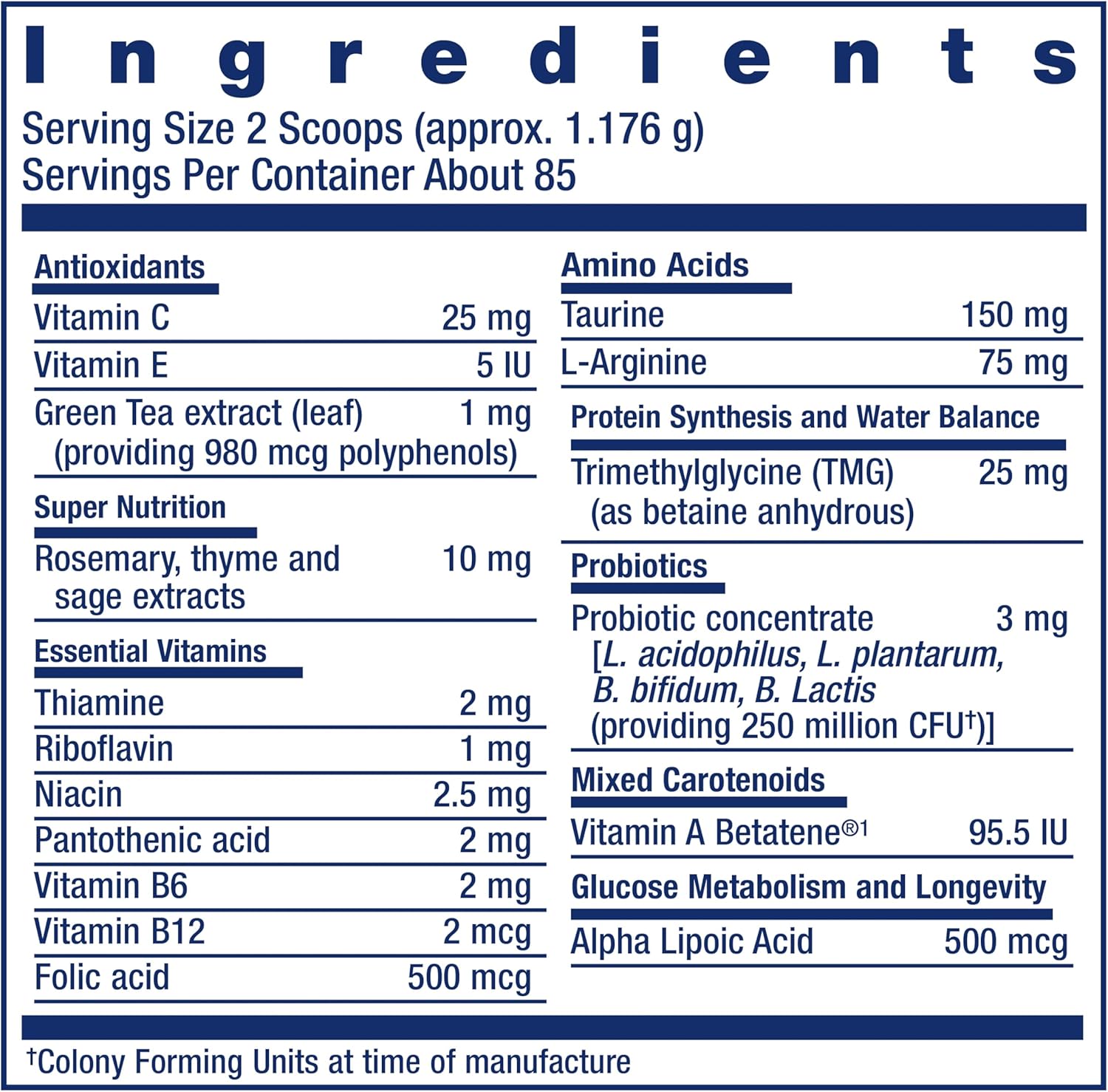 Label of Life Extension Cat Mix powder showing ingredients and feeding directions.
