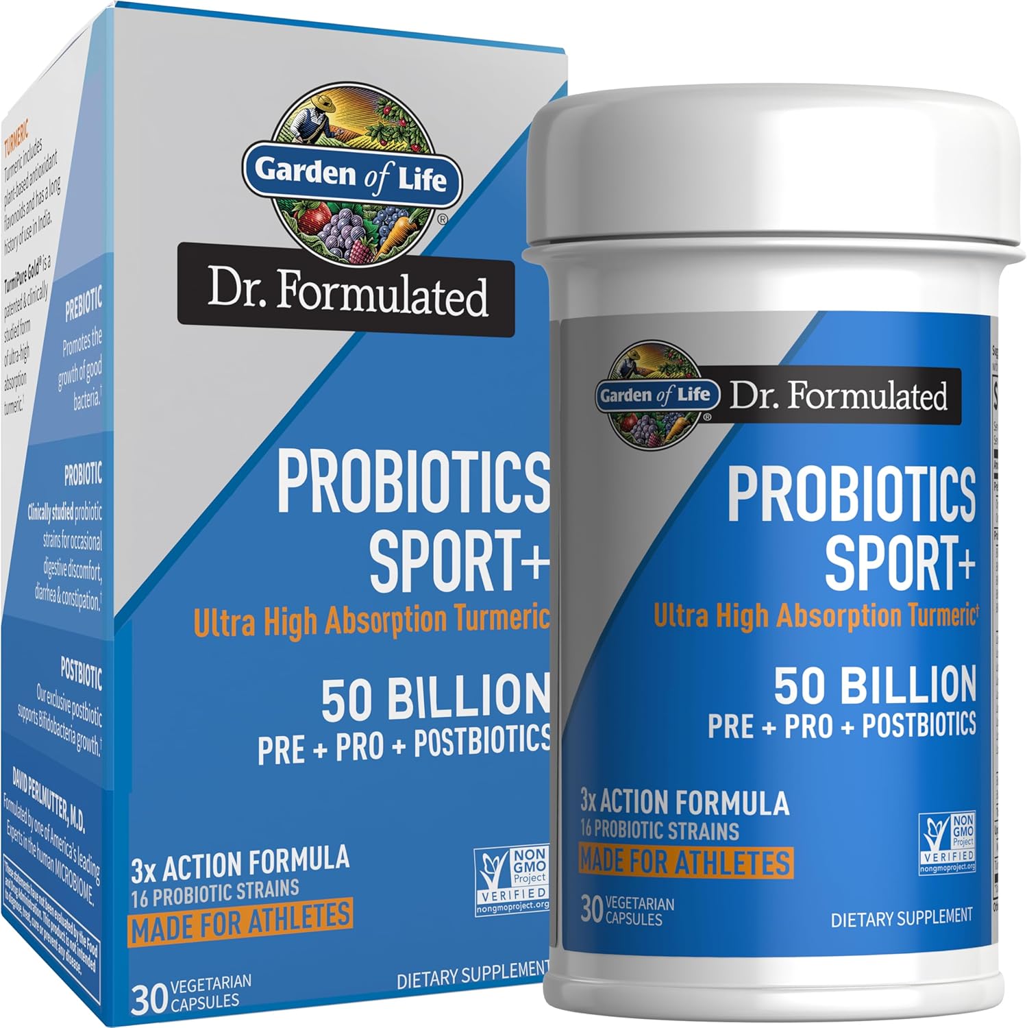 Garden of Life Dr. Formulated Sport Probiotics bottle & box, 30 capsules.
