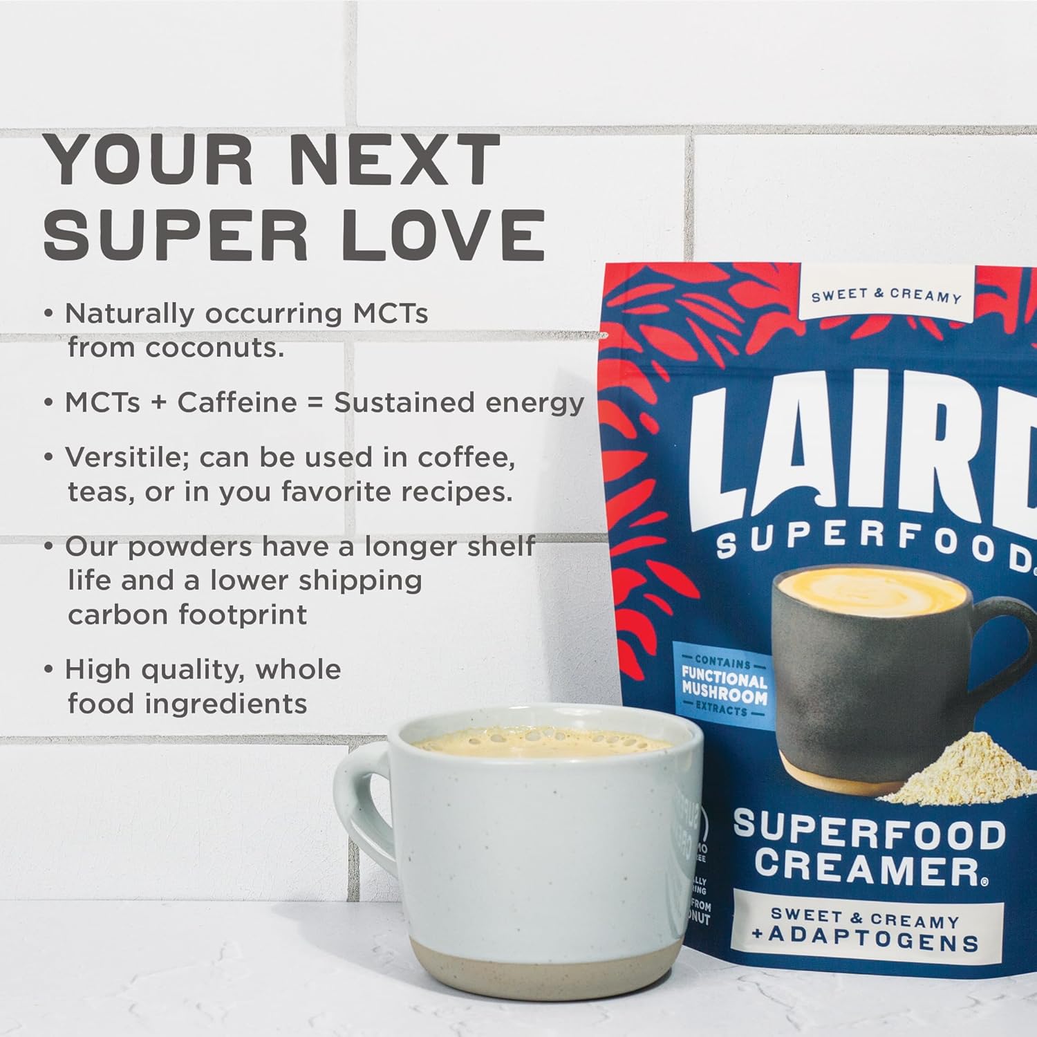 Laird Superfood Sweet & Creamy Non-Dairy Creamer with Mushrooms – 227g