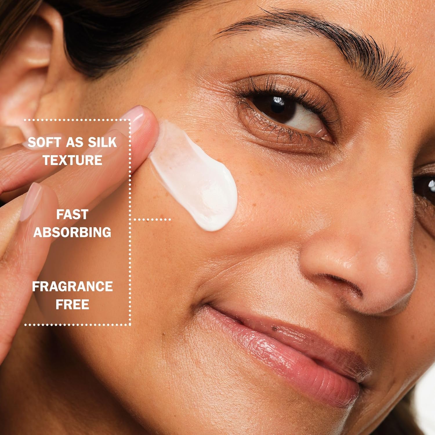 Applying Olay Retinol 24 Night Face Cream to face