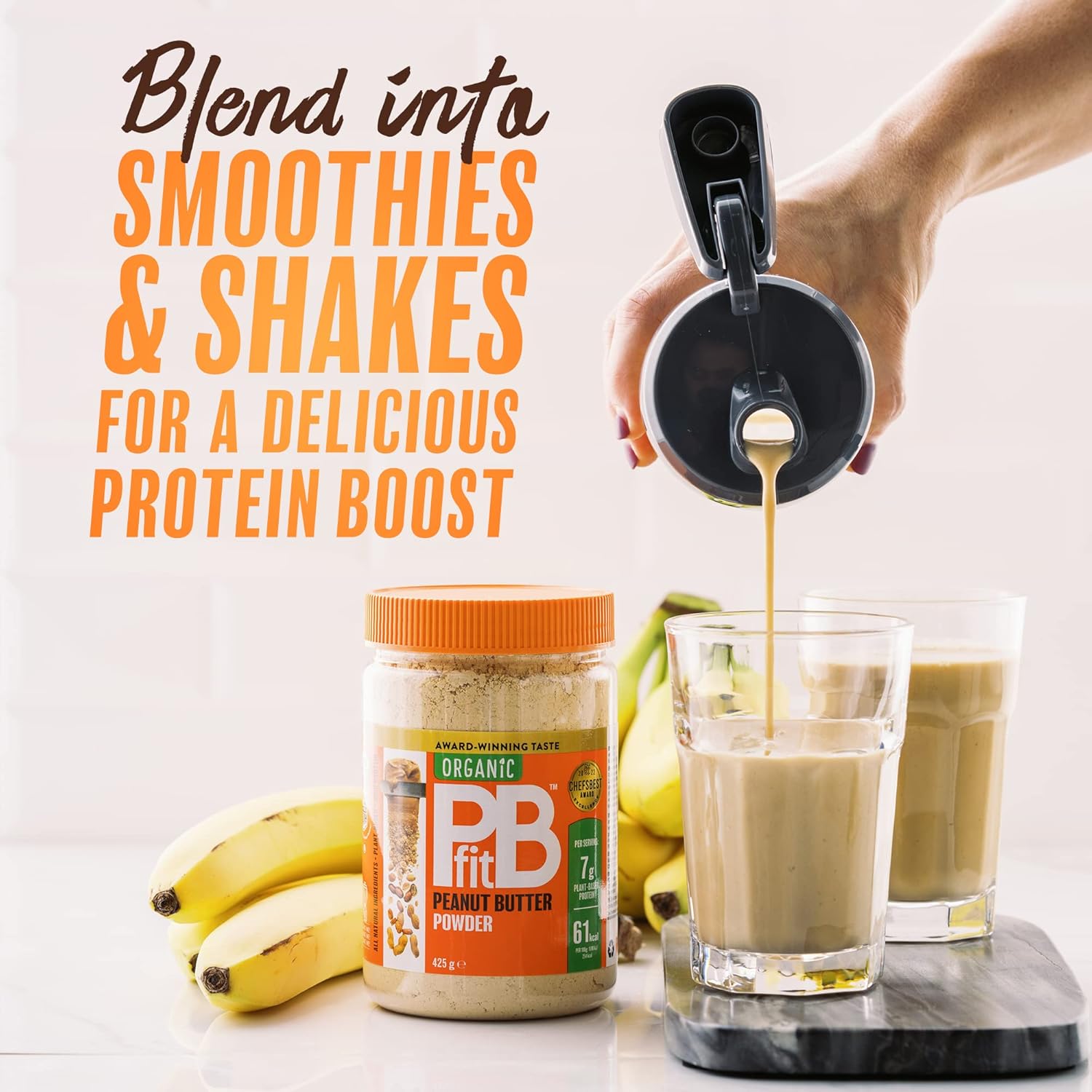 How to Use: PBfit Organic Peanut Butter Powder mixing instructions peanut flour spread tub