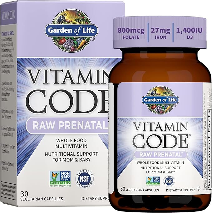 Garden of Life Vitamin Code Raw Prenatal Multivitamin bottle & box 30 vegan capsules
