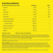 Nutritional information table on a yellow background