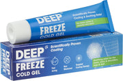 Deep Freeze Cold Gel 35g tube & box, blue and white packaging, on white background.