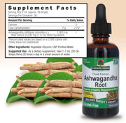 Nature’s Answer Ashwagandha liquid extract supplement facts 60ml bottle