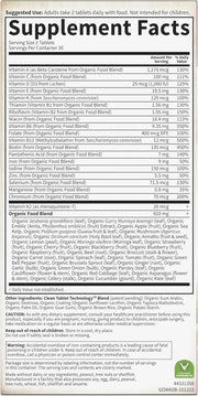 Garden of Life Organics Women's Multivitamin supplement and vegan tablets.