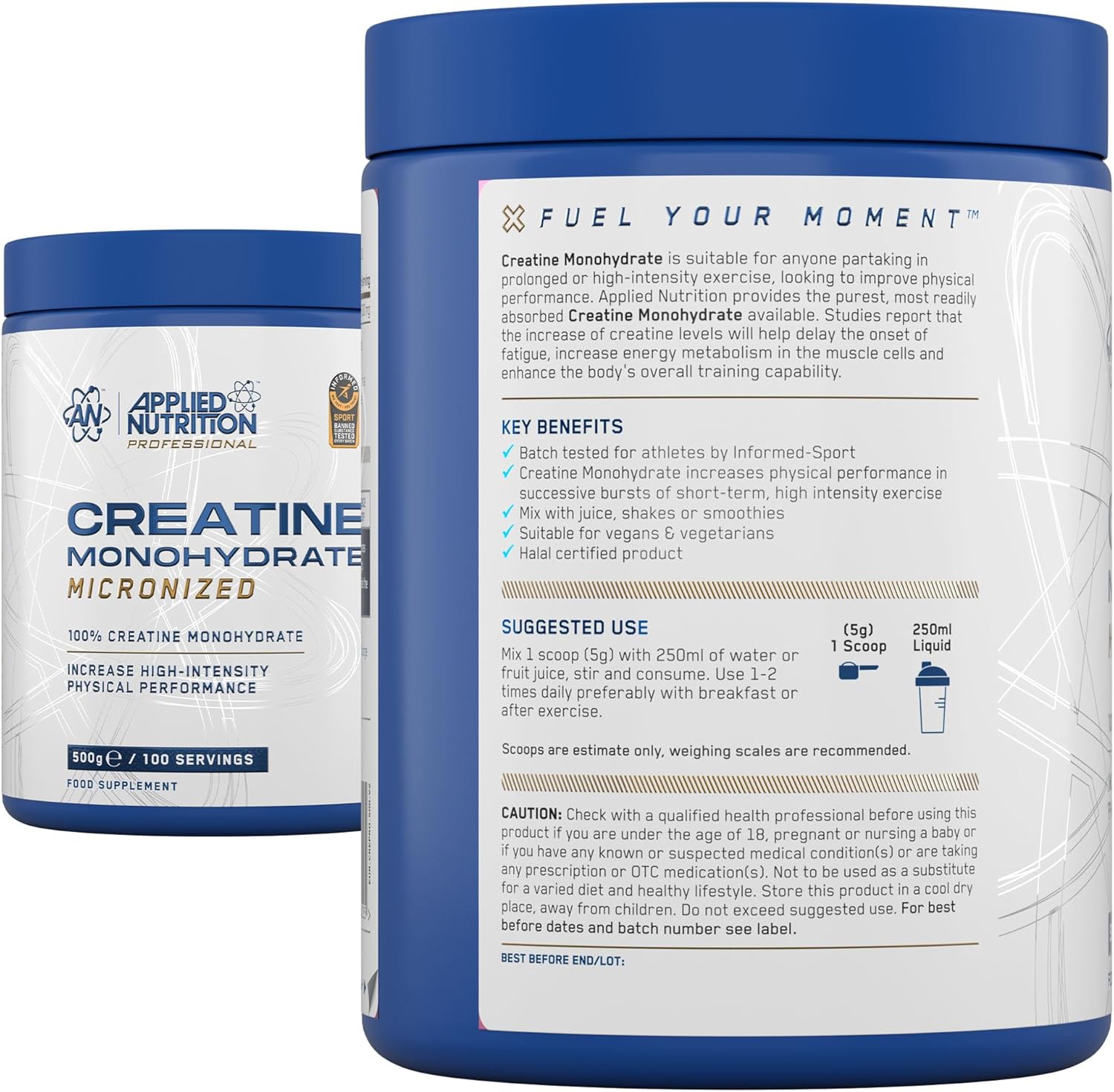 Applied Nutrition Creatine Monohydrate ingredient label micronized powder 500g