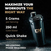 DY Nutrition Creatine Monohydrate Powder Unflavoured 300g tub showing product directions