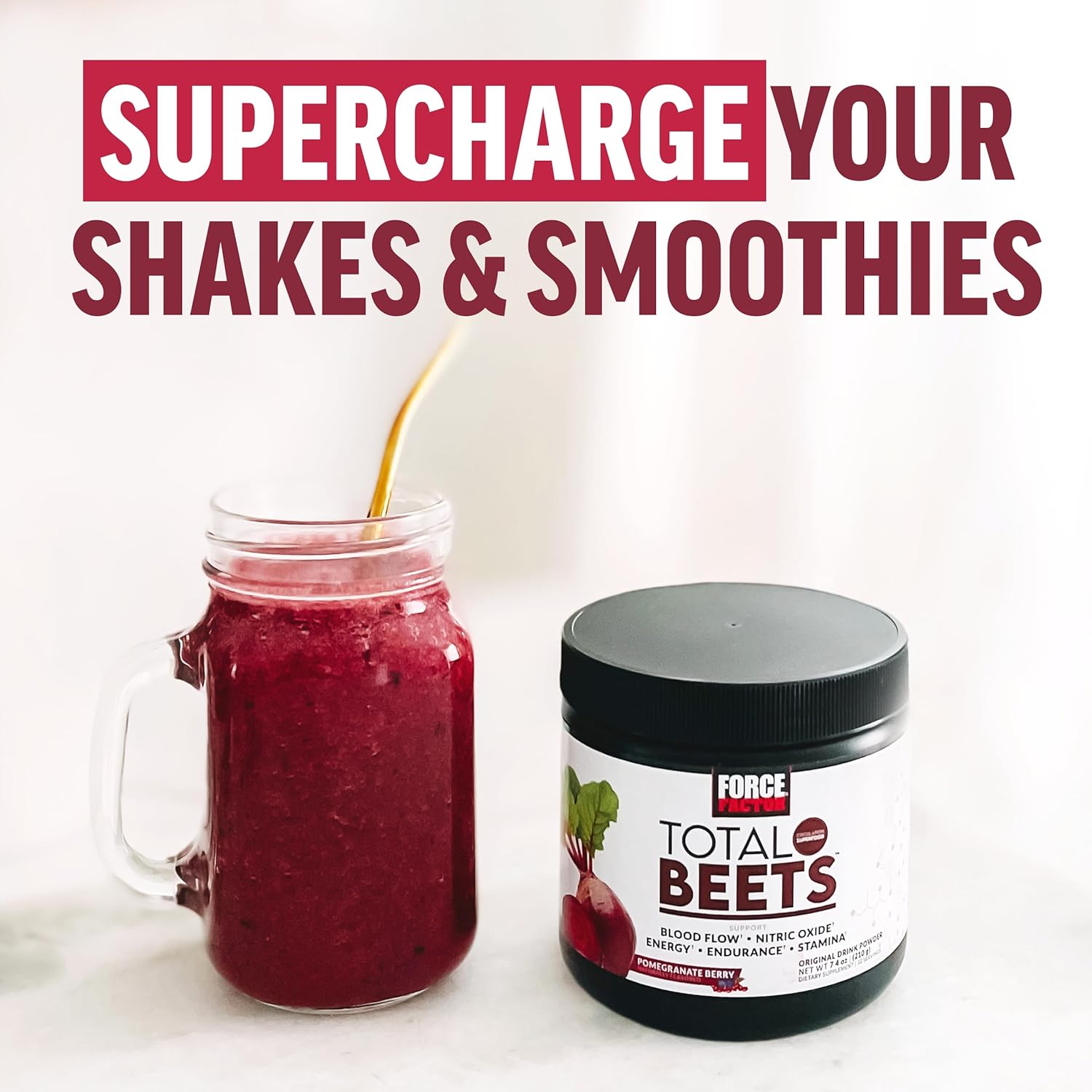 Force Factor Total Beets Superfood Powder Drink Mix, Pomegranate Berry