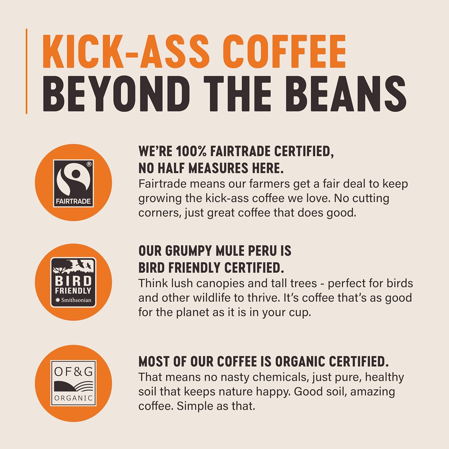 Grumpy Mule High and Mighty Whole Bean Espresso Coffee fairtrade.