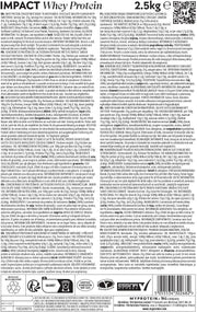 MyProtein Impact Whey Protein Powder Chocolate Smooth flavour nutrition facts ingredients label 2.5kg pouch