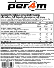 Nutrition information label for a product with 'per4m' branding.