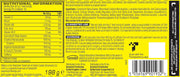 Nutritional information label on a supplement container with a yellow background.