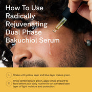 Acure Dual Phase Bakuchiol facial serum bottle 20ml usage instructions