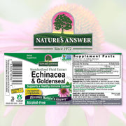 Nature’s Answer Echinacea Goldenseal alcohol free liquid extract 60ml barcode on a light pink floral background