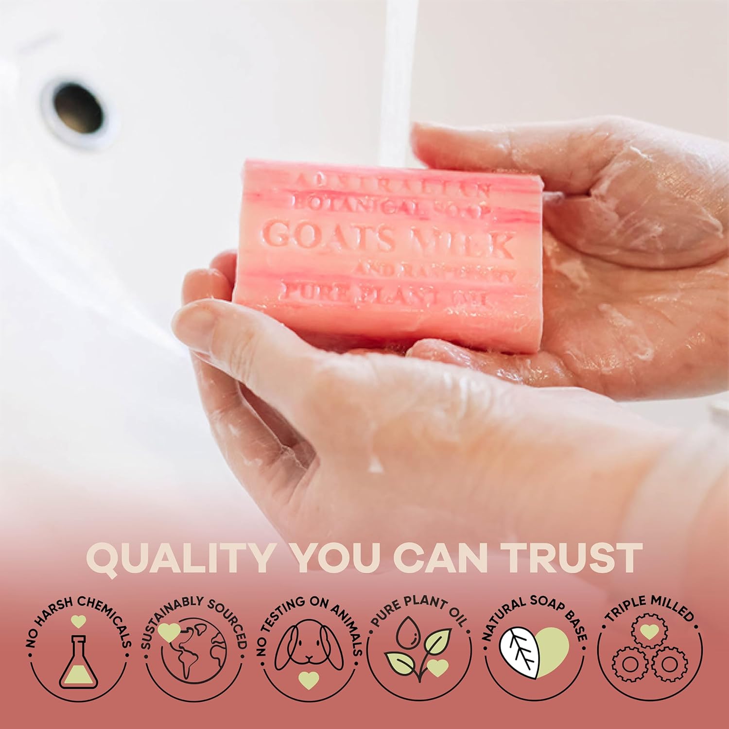 Australian Botanical goat milk raspberry soap bars daily cleansing use