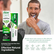 How to Use Image: Aloe Dent charcoal toothpaste brushing teeth daily use 100ml