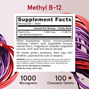 Supplement Facts Image: Jarrow Formulas Methyl B-12 1000mcg supplement facts ingredients chewable tablets lemon 100 count