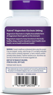 Natrol Magnesium Glycinate 240mg Capsules – 60 count