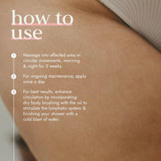 Instructions on how to use a product applied to skin, with text overlay.