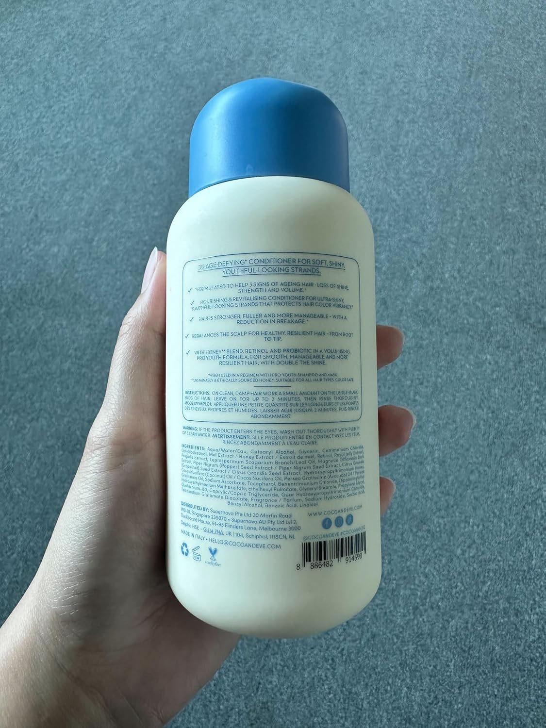 Barcode, ingredients list for conditioner.