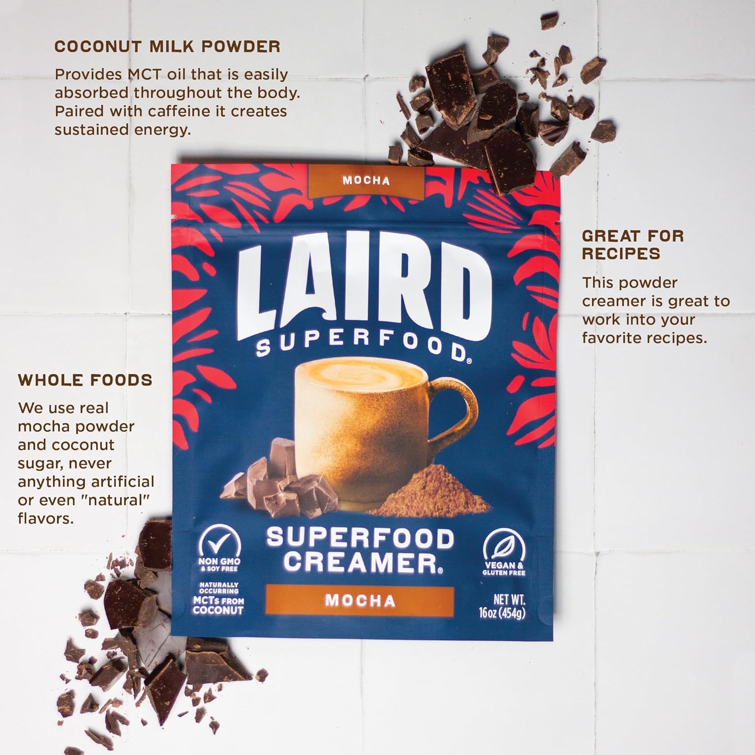 Laird Superfood Non-Dairy Coffee Creamer, Mocha – 227g
