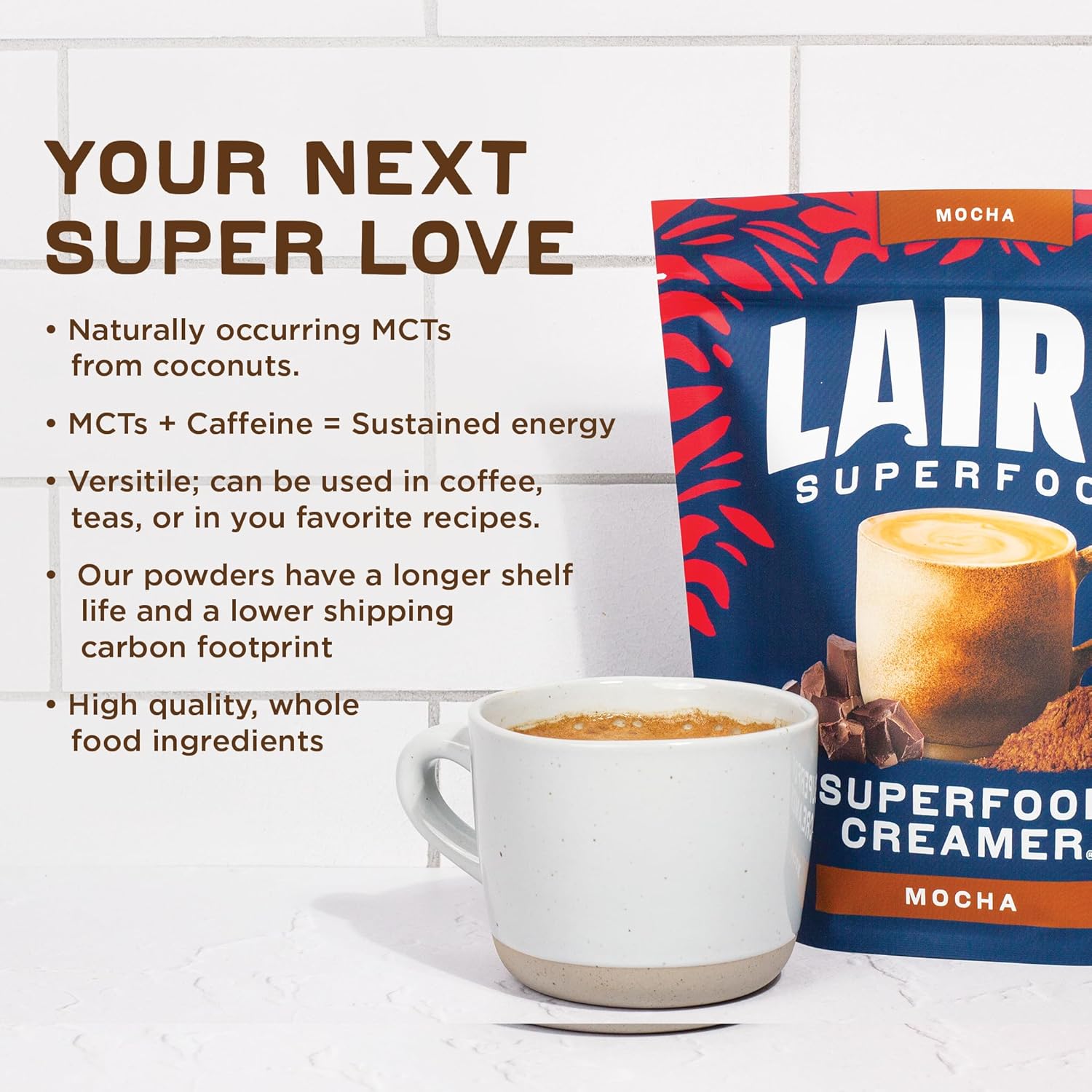 Laird Superfood Non-Dairy Coffee Creamer, Mocha – 227g