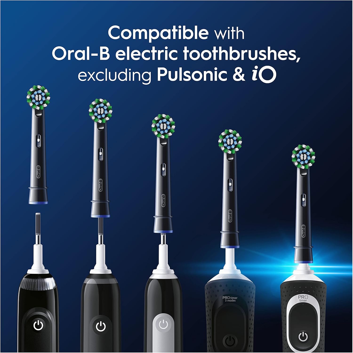 Oral-B Pro Cross Action Replacement Brush Heads, Black compatibility.